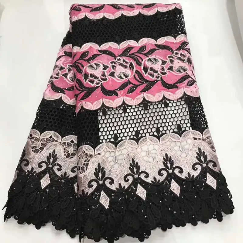 Африканская ткань кружево ткань с Стразы для платьев Вышитые Тюль Кружева ткани 5 ярдов/комплект AIMEE01
