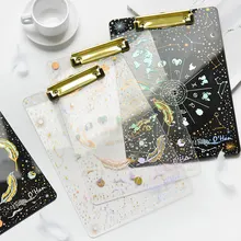 А4 Папка, буфер обмена, звездное небо, блокноты для записей, прозрачный держатель для документов, Студенческая подложка, офисный зажим для файлов, канцелярские принадлежности