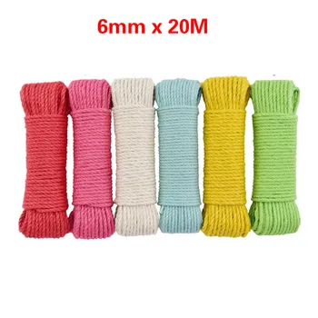 

6mmx20M Wide Natural Color Jute Rope Duty Twine Hemp Twisted Cord Macrame String DIY Craft Handmade Decoration Pet Scratching