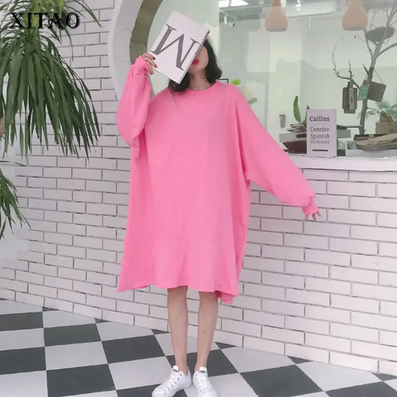 

XITAO Lotus Leaf Fish Tail Plus Size Dress Women Clothes 2020 Spring New Fashion Korea Pullover Full Sleeve Elegant Dress XJ4045
