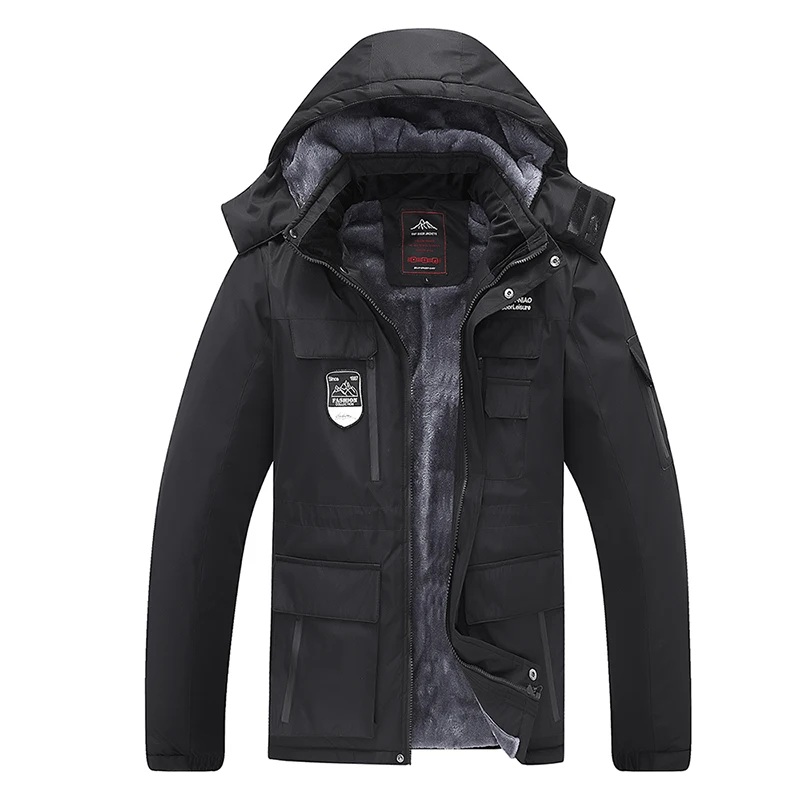 2022 Winter Thick Warm Fleece Outdoor Parkas Jacket Coat Men Windproof Hooded Military Parkas Korean Fashion Casual Jacket Men mens parka jacket