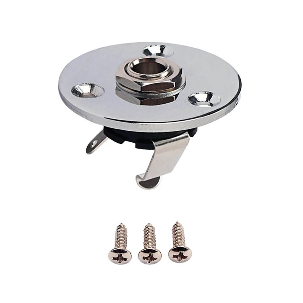 Guitar Round Plate Jack Plug Socket 6.35mm Electric Guitar Bass Accessory