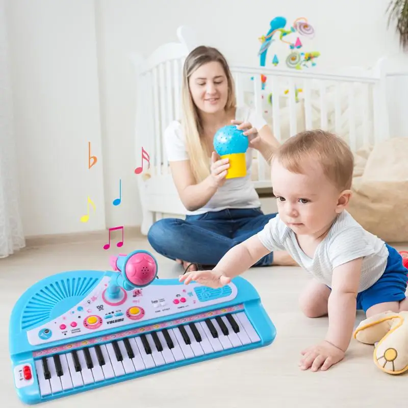 Сладкий 37 клавиш электрическая клавиатура Musica Juguetes фортепиано детские игрушки, музыкальный инструмент вокальная детская игрушка с микрофоном для детей