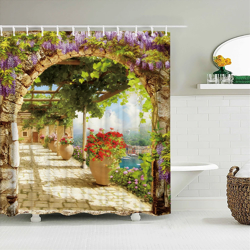Forest Natural Scenery Shower Curtains 3d Printing Bath Curtains Polyester Washable Fabric With Hooks Home Decorative Screen