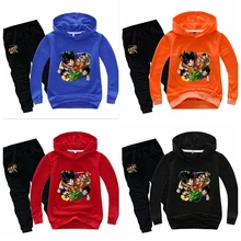 Комплект детской одежды, свитшоты для маленьких мальчиков комплект одежды для девочек, толстовки с капюшоном и штаны с рисунком из мультфильма «Жемчуг дракона» Спортивные костюмы из 2 предметов Детская осенняя одежда