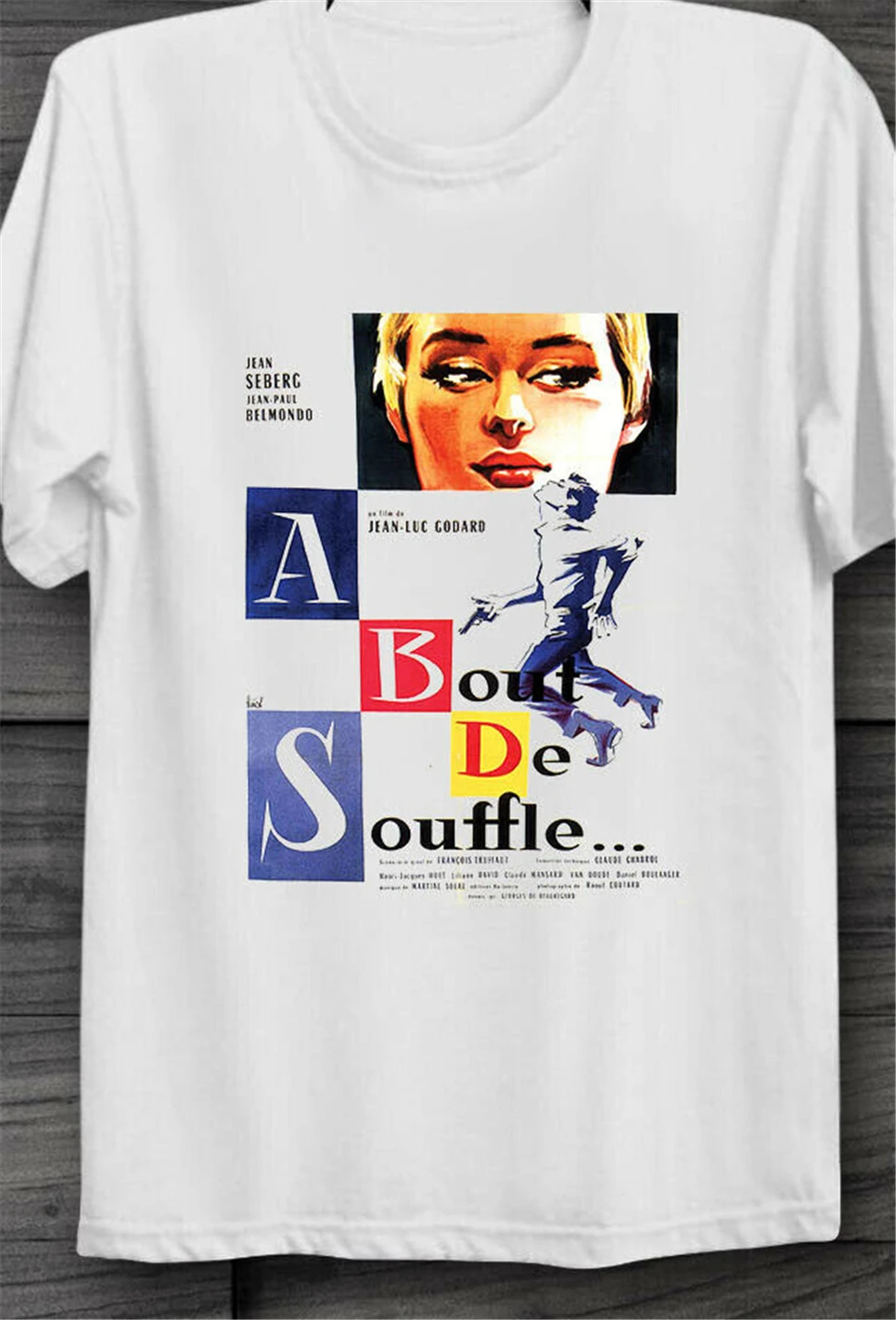 A Bout De Soufflé 60 French Film Movie Poster Vintage Retro Unisex T Shirt B52 Free Style Tee | Мужская одежда