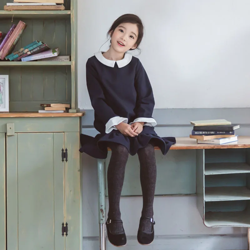 

High Quality Kids Long Sleeve Dresses Autumn Winter Add Wool Clothes Warm Ruffles Princess Dress for Girls Children Clothing