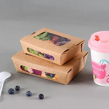

50pcs Disposable lunch box salad sushi food takeaway packaging boxes outdoor BBQ picnic food fruit box with transparent window