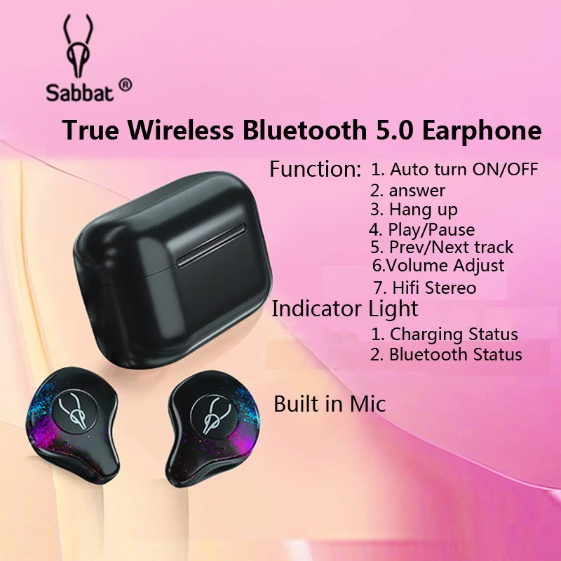 Оригинальные беспроводные наушники Sabbat X12 Pro TWS 5,0, Bluetooth наушники, спортивные наушники, Hi-Fi гарнитура, свободные руки, водонепроницаемые наушники с микрофоном