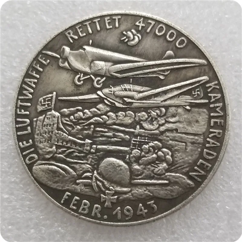 1945 немецкие Монеты Посеребренная монета КОПИЯ старые монеты для коллекции