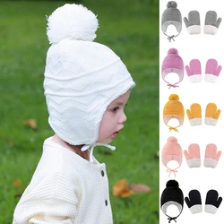 Neutral Western Style Simplicity Soft Fleece Gloves Hats Multi-colored Warm Woolen Hats Children's Gloves Cap Two-piece Set