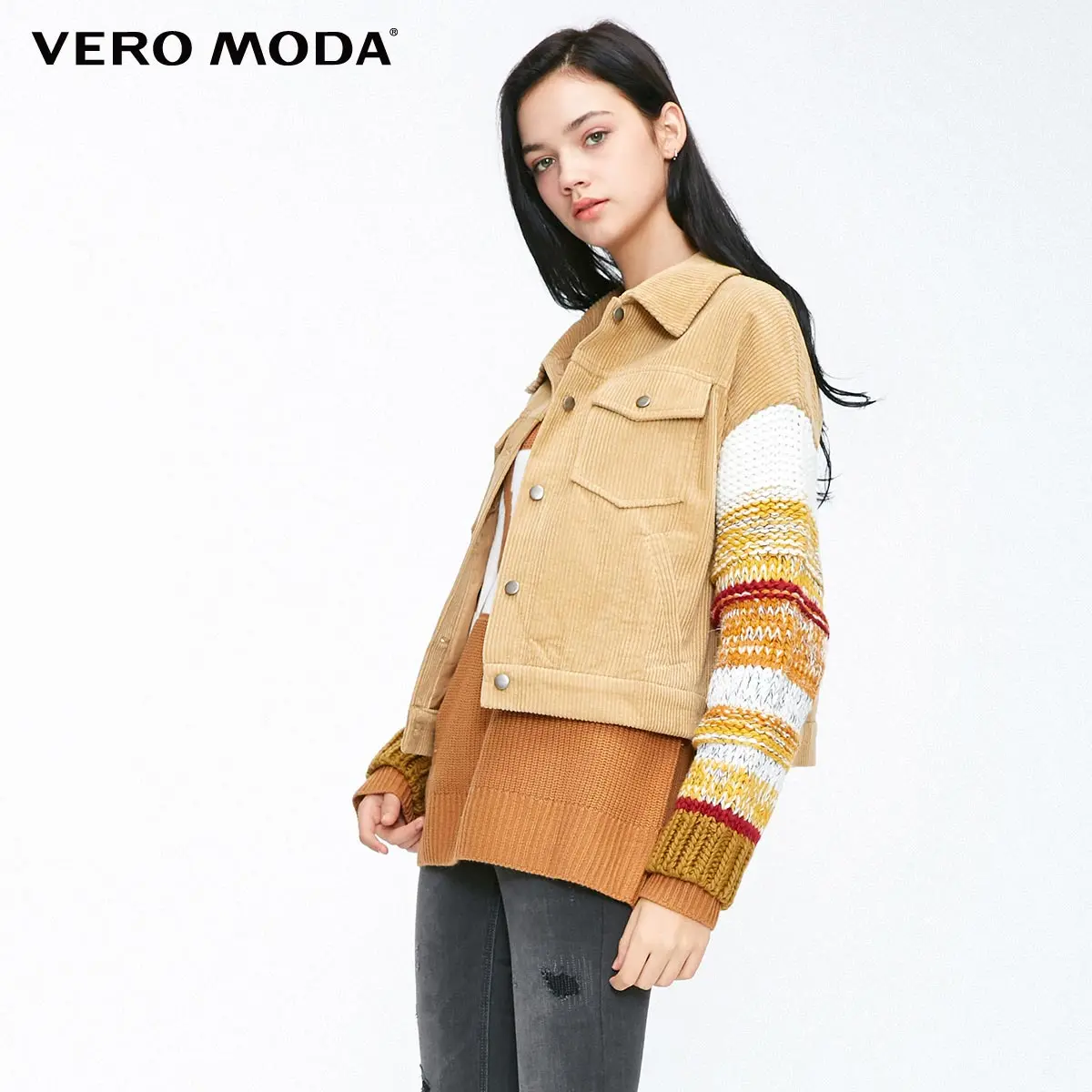 amazing  Vero Moda Women's Street Style Corduroy Knitted Sleeves Spliced Jacket  319117501