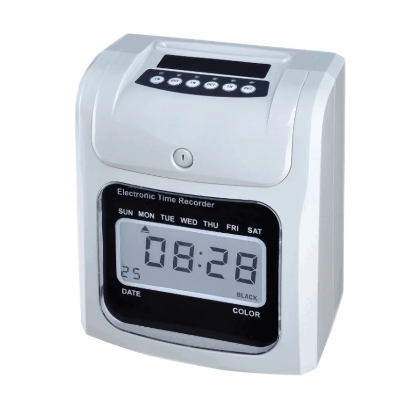 English paper ID card punching machine Electronic attendance machine LCD / clock face attendance machine With built-in battery afbeelding