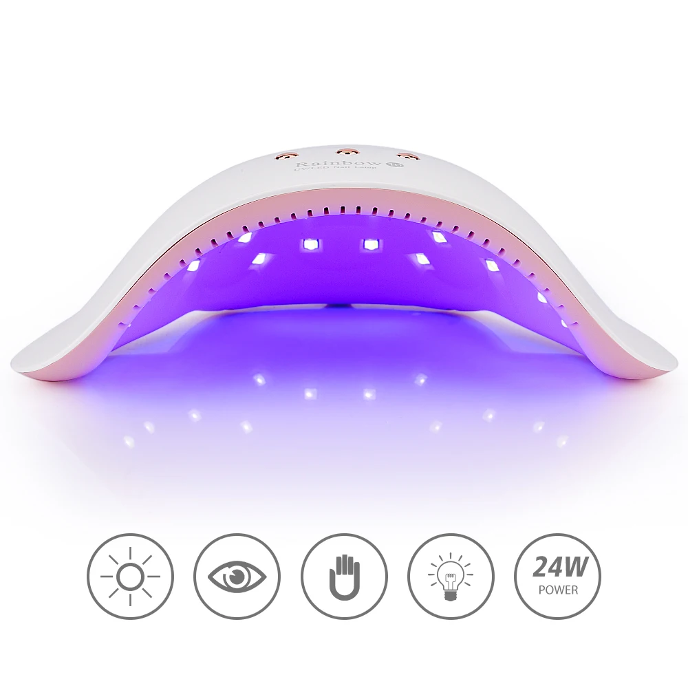 12Led 24 Вт форма Радуги УФ Сушилка для ногтей пальцев лак Гель маникюра USB кабель