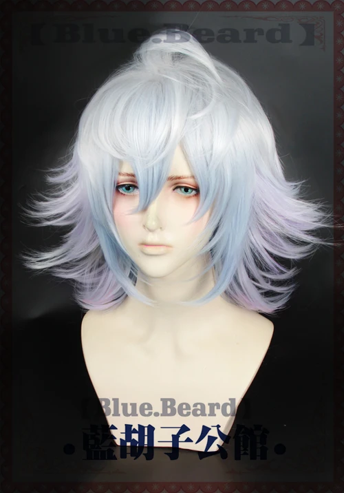 FGO Fate/Grand Order Merlin, парики для косплея, высокотемпературное волокно, серебристо-белые короткие волосы с 39 дюймовыми волосами+ сетка для волос
