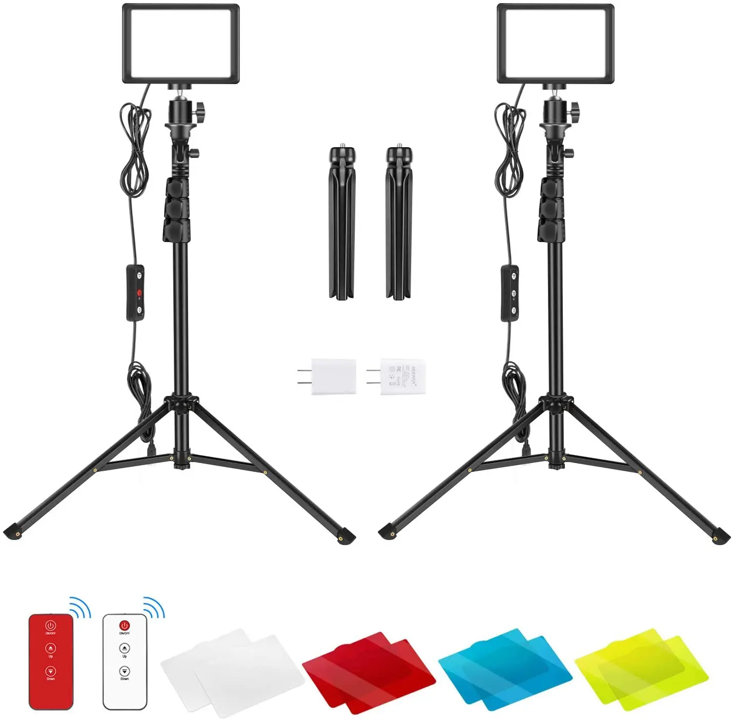 Neewer 2 Packs USB LED Video Light with Remote Control Kit - Photography Continuous Table Top Lighting for Photo Studio Shooting |