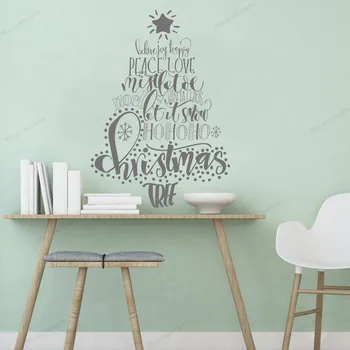 

Merry Christmas Wall Sticker Festive Home Decorations Christmas Tree Stars Wall Decal snowflake Wall Decor mural WU283