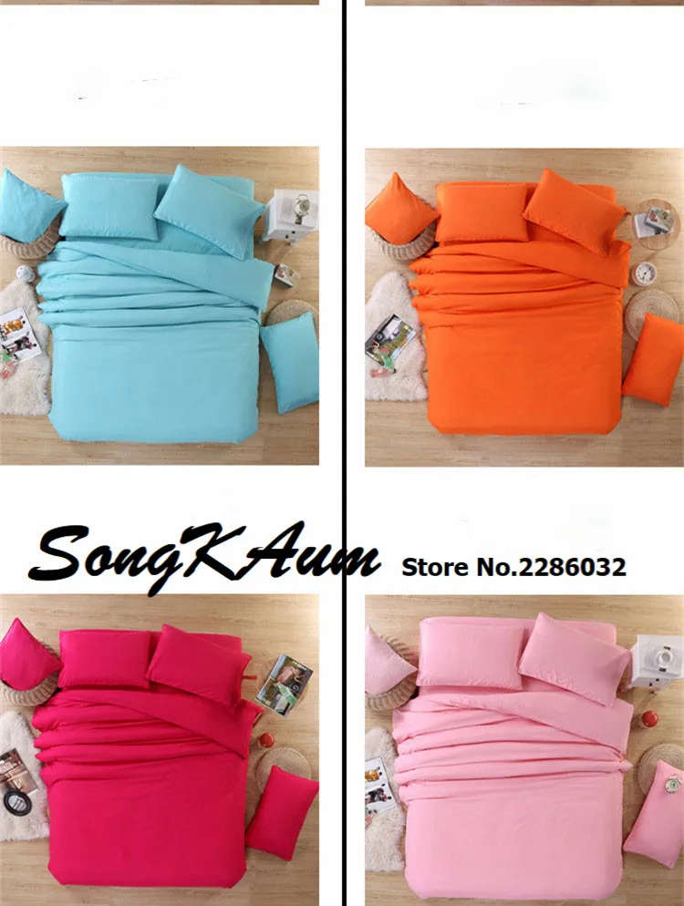 SongKAum Комплект постельного белья из 3 предметов, комплект постельного белья из 4 предметов, одноцветная кровать с имитацией натурального хлопка