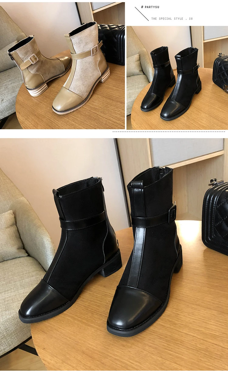 Rock Shoes Woman Luxury Designer Clogs Platform Back Zip Zipper Women Boots Winter Flat Heel Booties Ladies Round Toe Martins