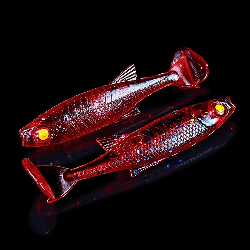 10pcs/lot Artificial Fishing Lure Soft Lure 2.5g/7cm Shad Carp Baits Swimbait Jig Head Fishing Silicone Rubber - Цвет: D