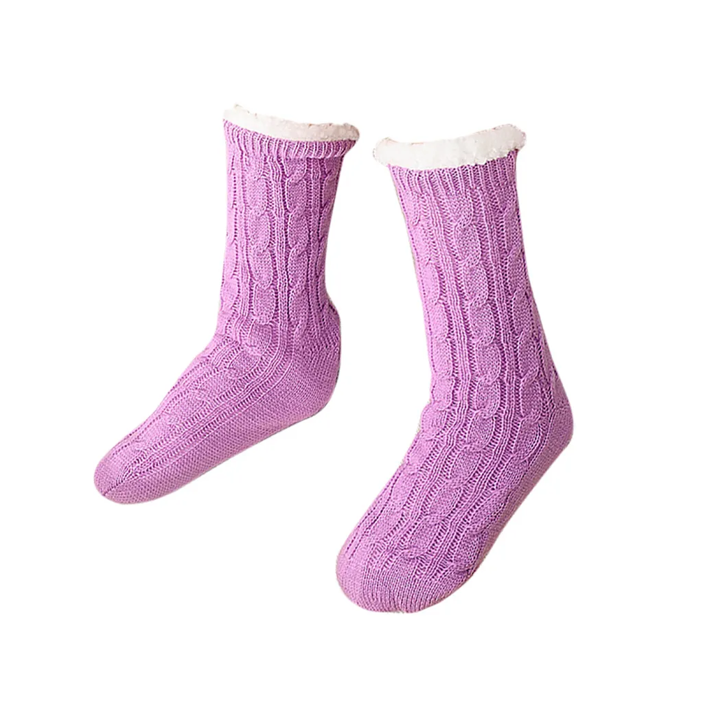 Women Warm Socks Thicken Thermal Soft Casual Solid Socks Winter Home Snow Boots Velvet Floor Keeping Warm Sleeping Socks@7