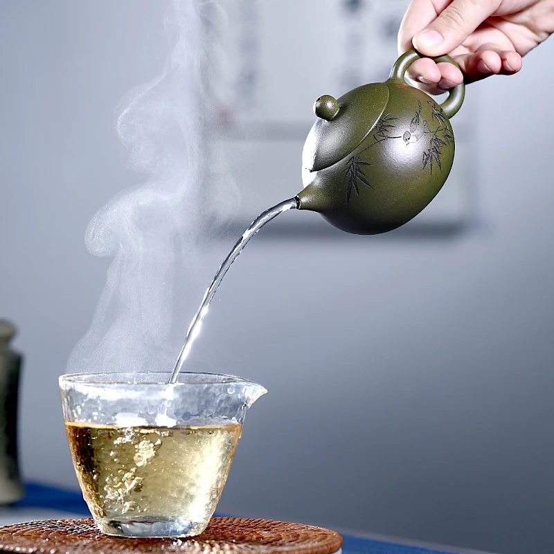 Yixing GuYue hall are recommended pure manual small kung fu tea set suits bamboo finches xi shi pot the teapot