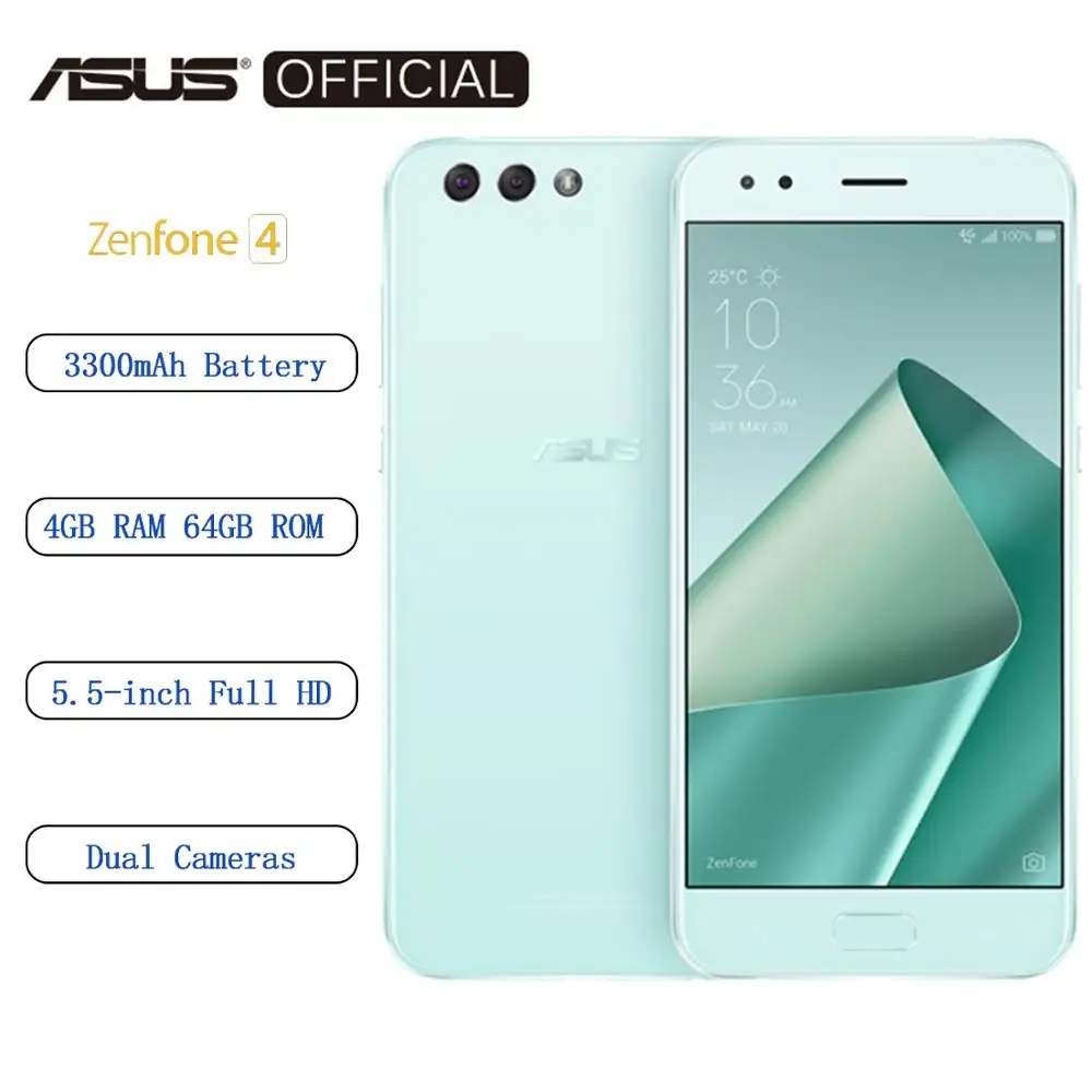 ASUS оригинальный ZenFone 4 ZE554KL + 64G 5 &quotFHD 3300 мАч NFC Android мобильный телефон OTA