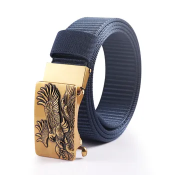 

2020 High quality bronze automatic alloy buckle thickened nylon belt body outdoor climbing travel fashion casual men belt green