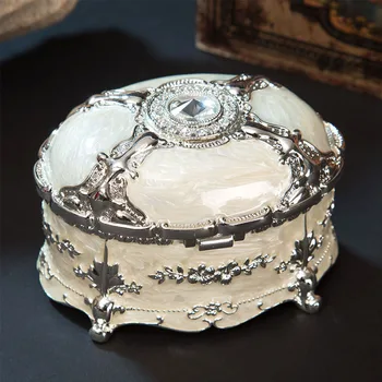 

Oval Case European Style Collection Necklace Vintage Jewelry Box Gift Bracelet Organizer Holder Retro Enamel Home Display