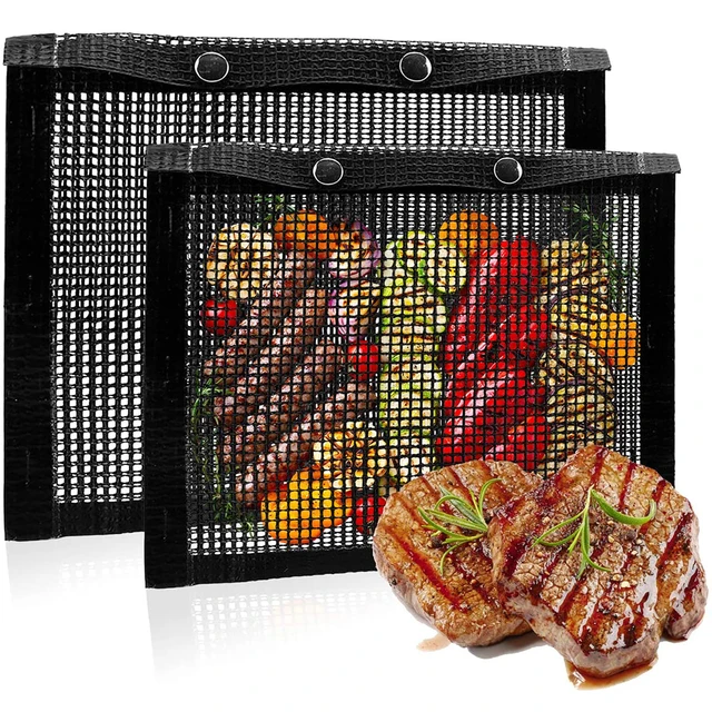 40/27/24 Cm Bbq Grill Hálózsák Újrafelhasználható Nem Tapadós Barbecue Szőnyegtáska Gyümölcs Zöldség Hús Tároláshoz Kültéri Kemping Szerszám