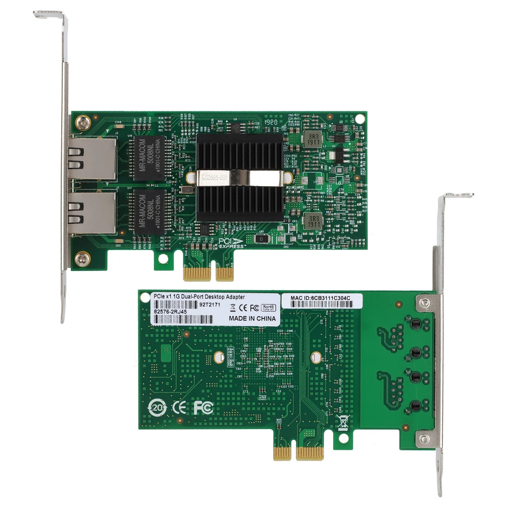 Для Intel 82575EB 10/100/1000 Мбит/с PCI-E Gigabit Ethernet sim-карта, двойной Порты и разъёмы Встроенный высоко Скорость сетевая карта для настольного компьютера