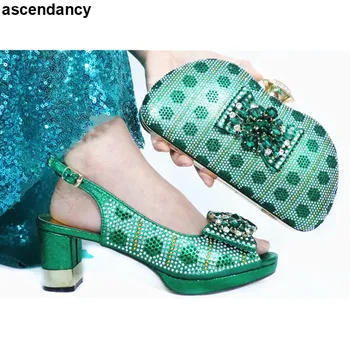 

Italian Shoe and Bag Set for Party In Women High Quality African Party Shoes and Bag Set with Rhinestone Luxury Women Shoes