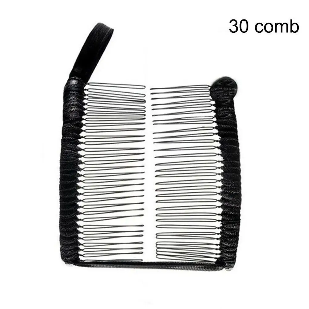 Black 30 Teeth 1 шт., модная винтажная женская заколка для волос в форме банана, Рождественский аксессуар для волос, растягивающийся гребень банан - Цвет: Black 30 Teeth