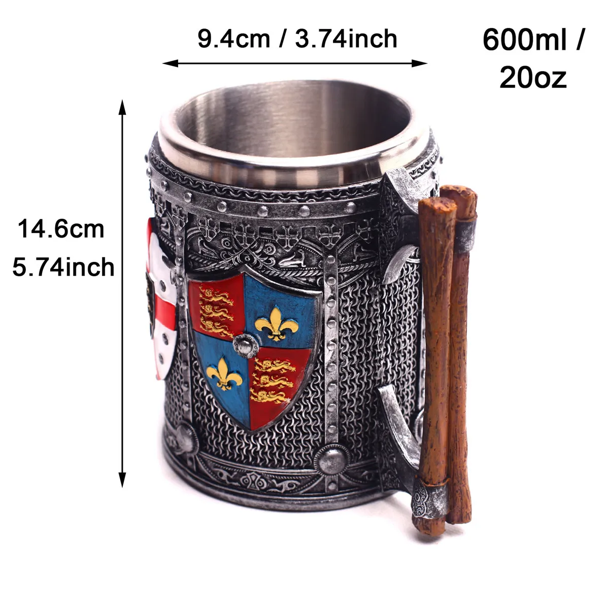 Tasse à café en forme d'étrier de frein, en acier inoxydable 350/400 ml