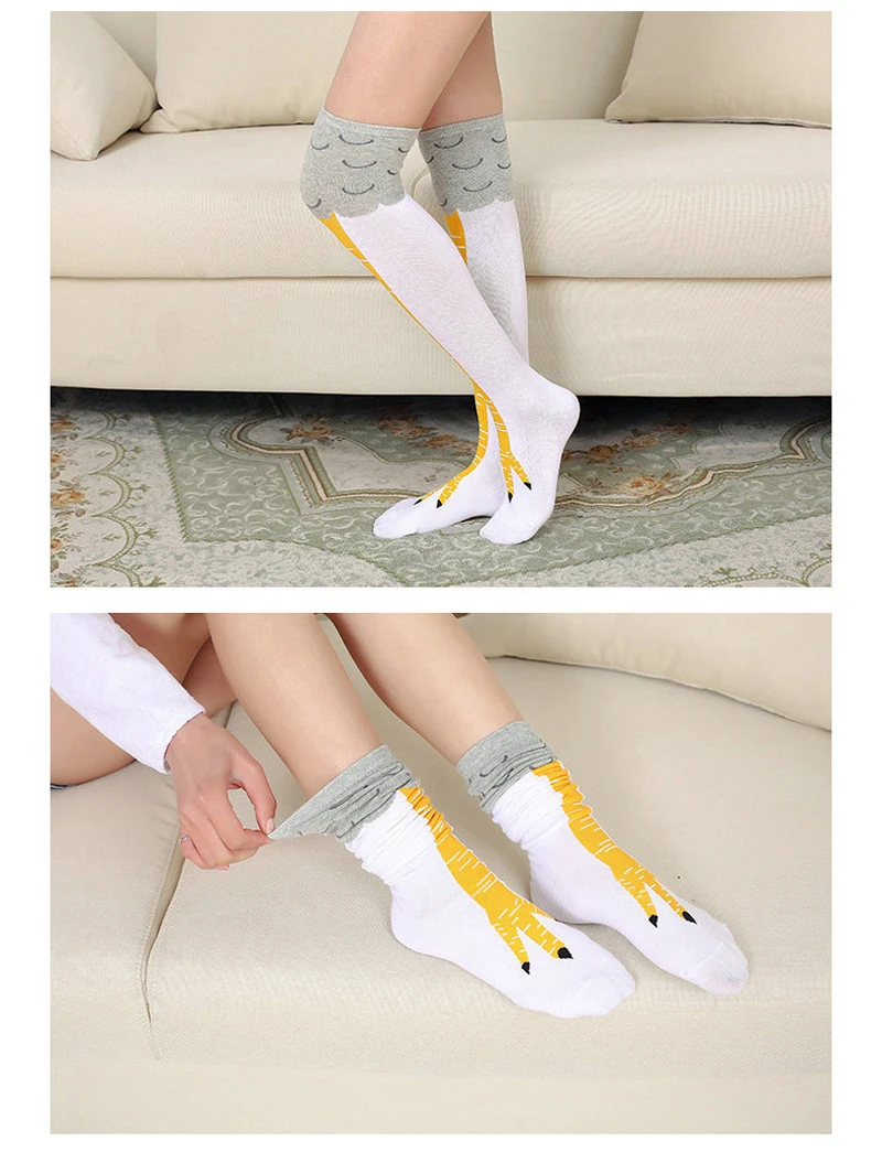 winter socks for women Chicken Legs Socks Creative Women Over Knee Long Socks Cotton Cartoon Ladies Breathable Fitness Gift Men Funny Chicken Paw Socks gold toe socks for women