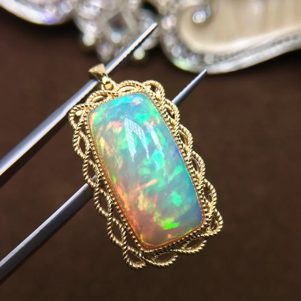 Опаловые подвески, 11ct, хорошее ювелирное изделие, настоящее золото 18 K, AU750 G18K, натуральный белый опал, подвески, драгоценные камни, ожерелья для женщин