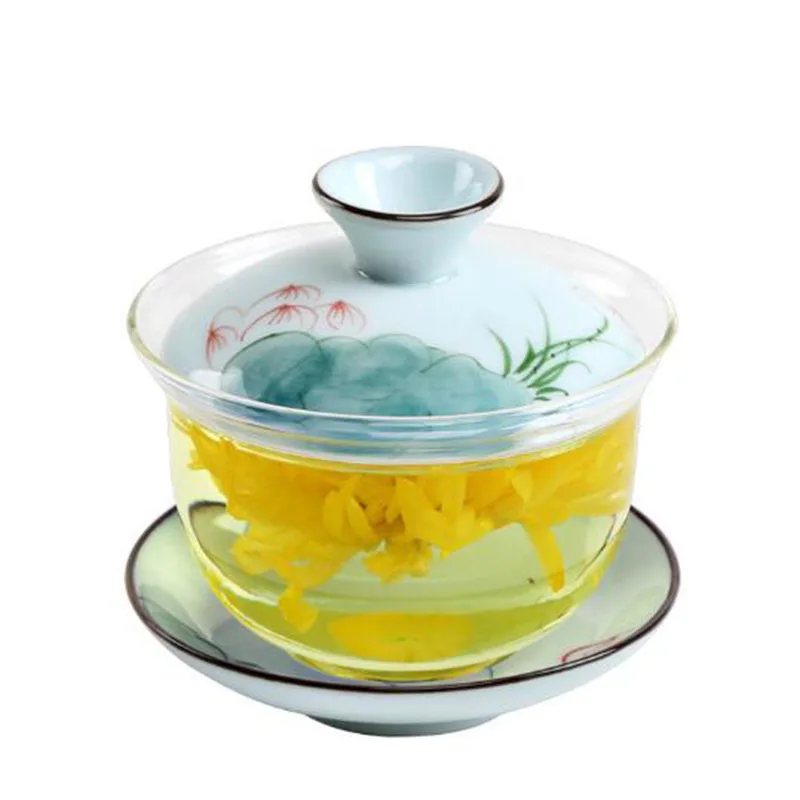 Ceramic Hand Painted Lotus Gaiwan Kungfu Tea Cup Drinking Teaware Tool Teapot Kitchen Drinkware | Дом и сад