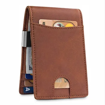 

Card Bag Leather Men's Fashion Casual Brush Clip Product Card Sleeve Bag