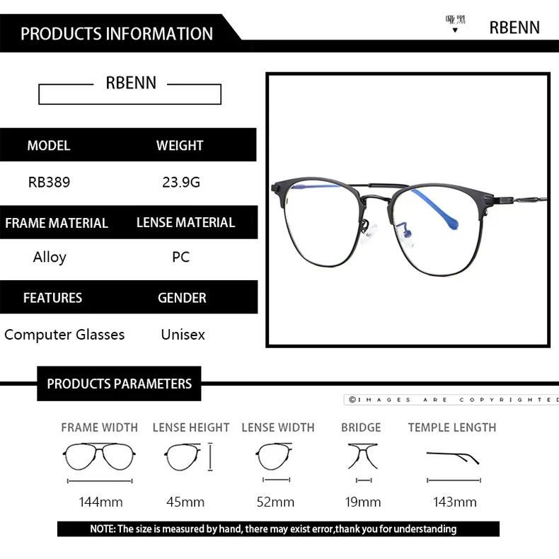 RBENN 2020 New Men's Anti Blue Light Computer Glasses Women Metal Frame Blue Light Blocking Gaming Eyegalsses UV400 Protection best blue light blocking glasses