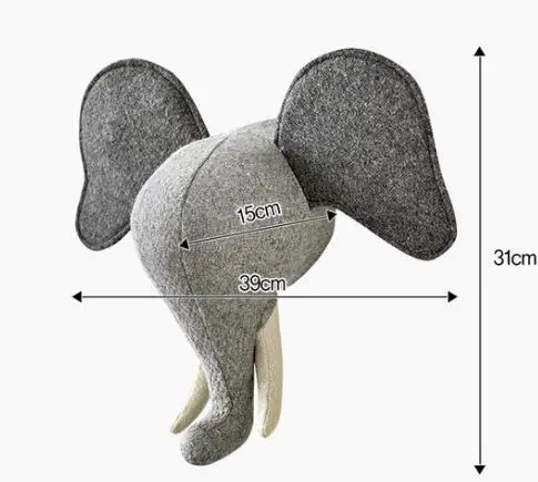 Elephant Ins 3D игрушка в виде головы животного, Настенный декор, слон, носорог, лошадь буйвола, милая детская комната, настенные украшения, игрушки ручной работы - Цвет: Elephant