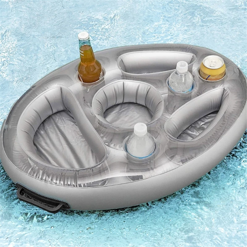 

Inflatable floating drink holder with 8 holes large capacity transparent material, swimming pool and hot tub accessories