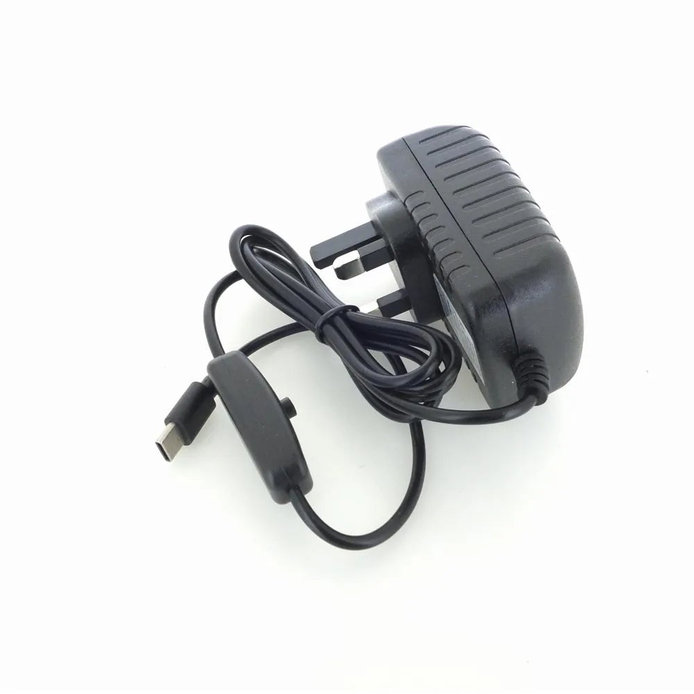 UK Raspberry Pi 4 alimentation 5V 3A адаптер type-c secteur avec interrupteur marche/arrêt EU US AU UK USB-C chargeur pour Raspb - Цвет: UK