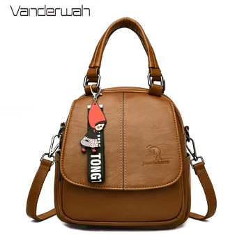 

Backpack Vintage Women Soft Leather School Bag High Quality Backpack Multifunction Women Travel Bag Mochila Female Sac A Dos