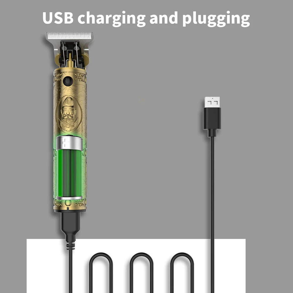 Máquina de Cortar Cabeça do Óleo Profissional Cabelo Elétrico Novo Produto Retro Gravura Baixo Ruído Usb Carregamento Cipper t9 Clippers 3 Computers & Electronics