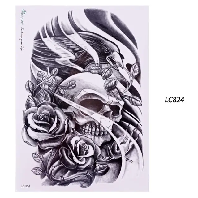 210 150mm Removable Skull Head Tattoo Stickers Waterproof Body Art Arm Back Fashion Temporary Tattoo Stickers For Women Men Temporary Tattoos Aliexpress