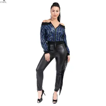 

Club Outfits Striped Sequin Jackets Gradient Slash Neck Full Sleeve Active ClubWear High Street Jacket Coat Top Womens Clothing