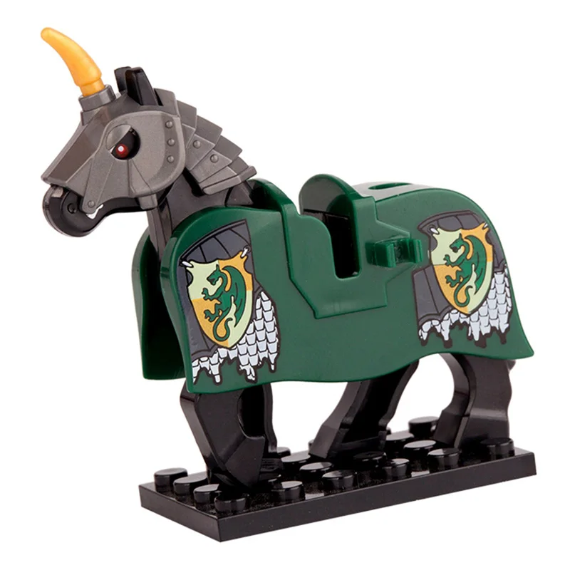 Single Medieval Knights War Armored Horse Wild Animal Figure Horse Building Blocks MOC Accessories Sets Model Kits Bricks Toys (1)