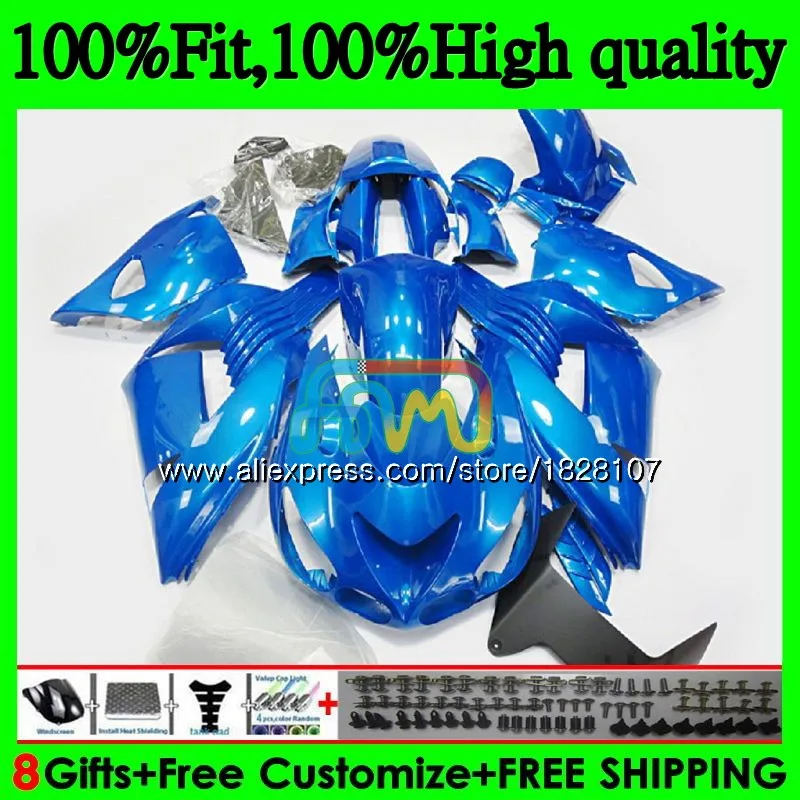 Инъекции для KAWASAKI ZX 14R ZX14R 06 07 08 09 10 11 21BS. 127 ZZR1400 ZX-14R 2006 2007 металлический синий 2008 2009 2010 2011 обтекатель