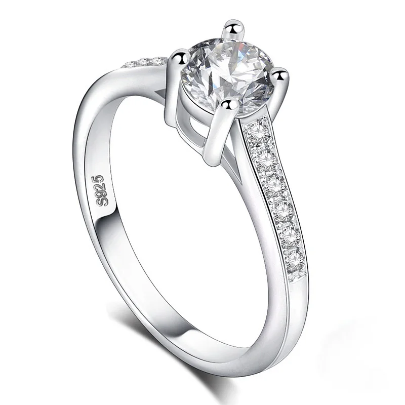 Модные женские ювелирные изделия из стерлингового серебра 925 пробы обручальные свадебные кольца для женщин Кристалл AAA CZ инкрустированный камнями обещающие кольца
