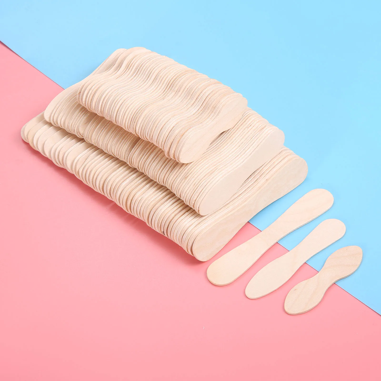 Ice Cream Popsicle Wooden Sticks Ice Cream Spoon Hand Crafts Lolly Cake Tools Wood Taster Spoons for Dessert DIY 50X ice cream sticks,disposal lollipop sticks